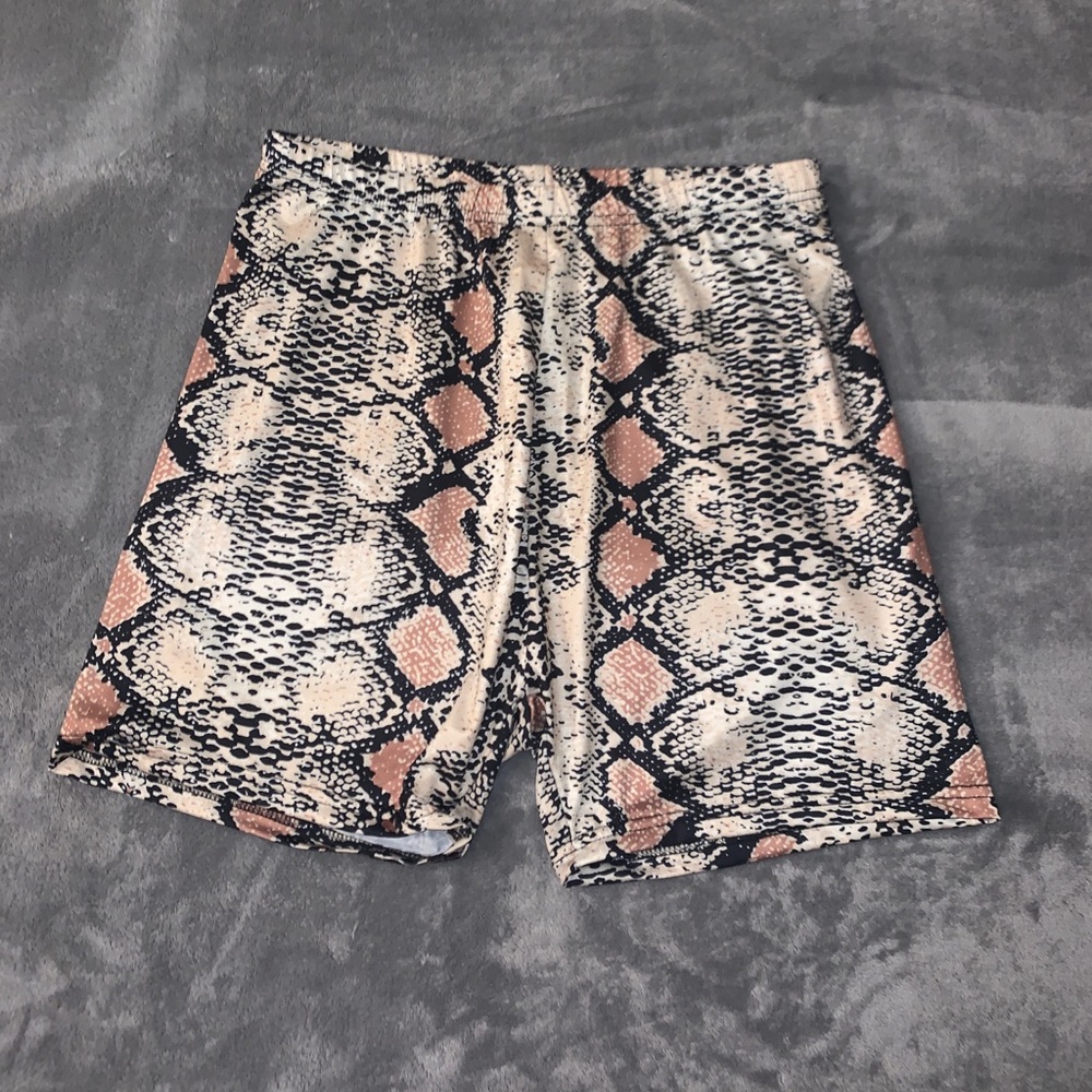 Snakeskin Print Biker Shorts